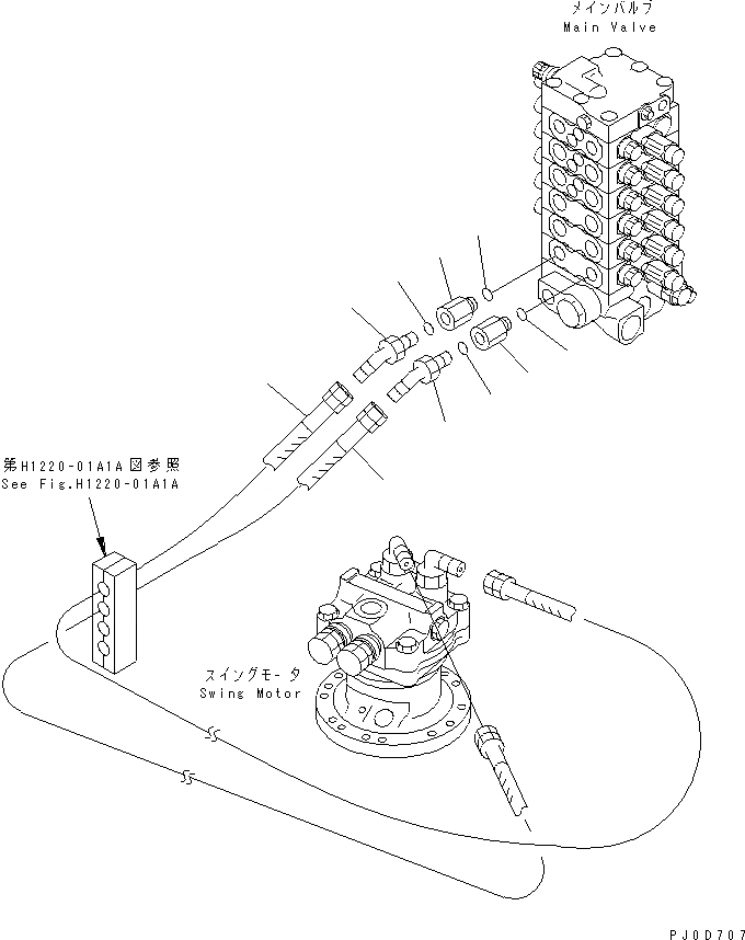 Схема запчастей Komatsu PC60-7 - ЛИНИЯ ПОВОРОТА(№97-) ГИДРАВЛИКА