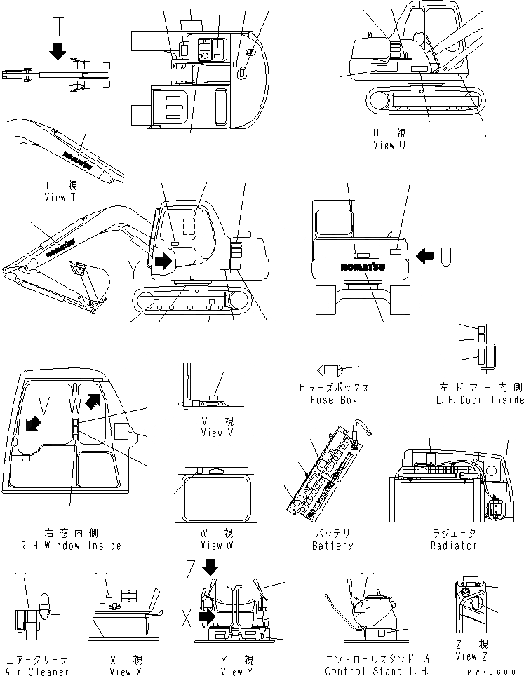 Схема запчастей Komatsu PC60-7 - МАРКИРОВКА (ИСПАНИЯ-АНГЛ.)(№8-) МАРКИРОВКА