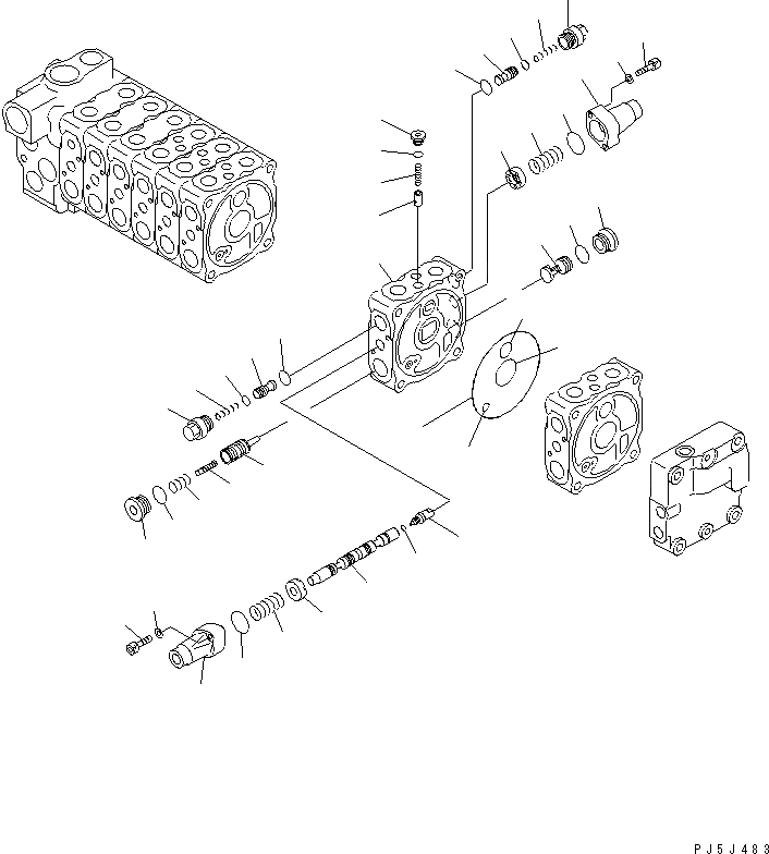 Схема запчастей Komatsu PC60-7 - ОСНОВН. КЛАПАН (8-КЛАПАН) (7/8)(№7-) ОСНОВН. КОМПОНЕНТЫ И РЕМКОМПЛЕКТЫ