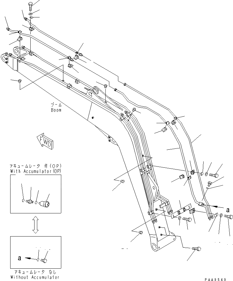 Схема запчастей Komatsu PC60-7E - СТРЕЛА (ДЛЯ ТЕЛЕСКОПИЧЕСК. РУКОЯТЬ) РАБОЧЕЕ ОБОРУДОВАНИЕ