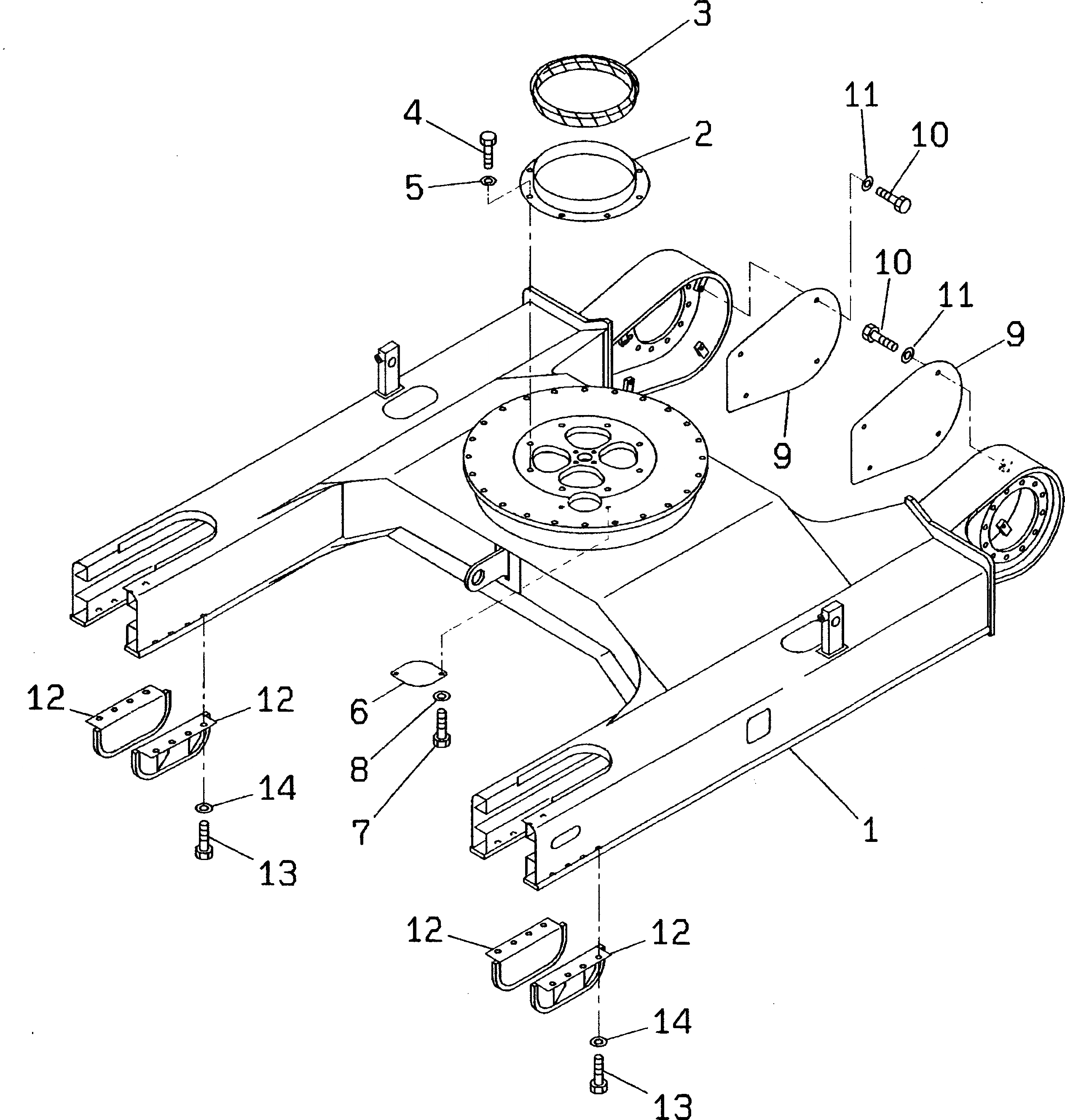 Схема запчастей Komatsu PC60-7 - ГУСЕНИЧНАЯ РАМА(№-7) ХОДОВАЯ