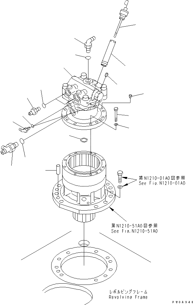 Схема запчастей Komatsu PC60-7S - МЕХАНИЗМ ПОВОРОТА (КОМПОНЕНТЫ)(№-97) ПОВОРОТН. КРУГ И КОМПОНЕНТЫ
