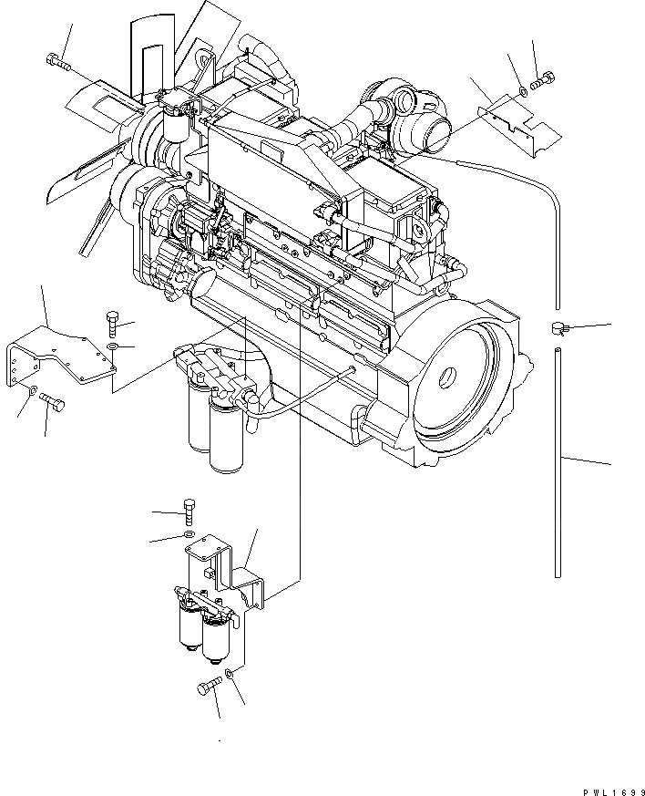 Схема запчастей Komatsu PC600-6KJ - КОМПОНЕНТЫ ДВИГАТЕЛЯ (КОРПУС)(№-999) КОМПОНЕНТЫ ДВИГАТЕЛЯ