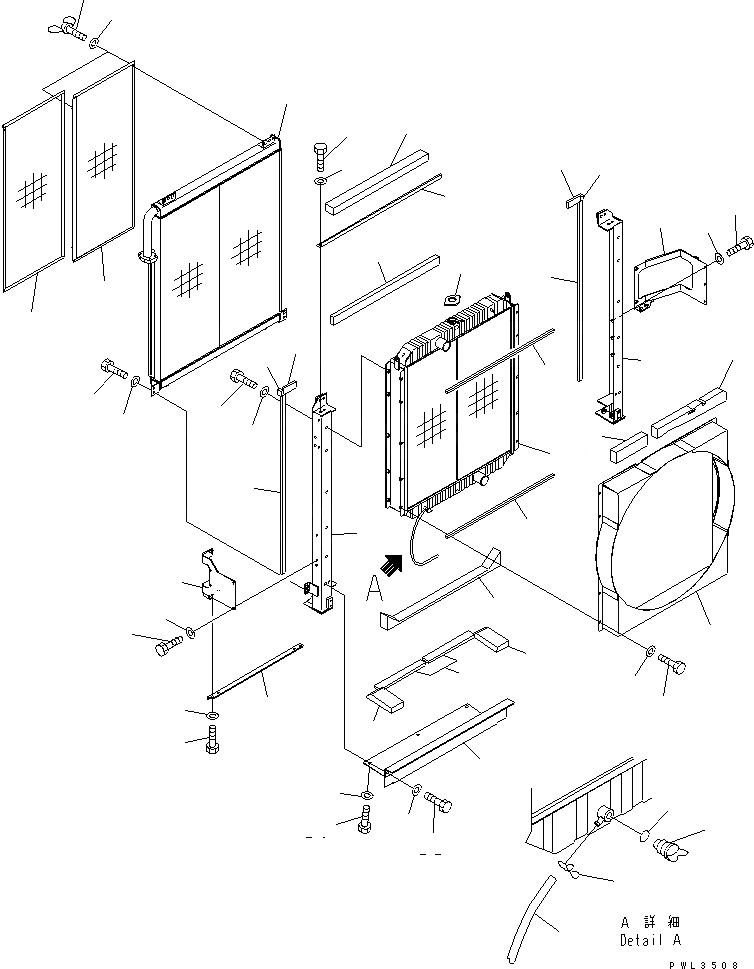 Схема запчастей Komatsu PC600-6KJ - ОХЛАЖД-Е (РАДИАТОР И МАСЛООХЛАДИТЕЛЬ) (ДЛЯ ЕС)(№-999) СИСТЕМА ОХЛАЖДЕНИЯ