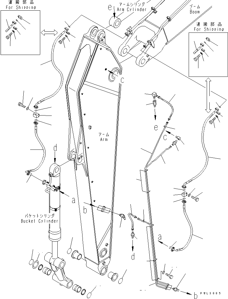Схема запчастей Komatsu PC600-6KJ - РУКОЯТЬ (.M) (ПАТРУБКИ ЦИЛИНДРА КОВША И УПЛОТНЕНИЯ) РАБОЧЕЕ ОБОРУДОВАНИЕ