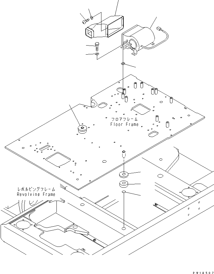 Схема запчастей Komatsu PC600-6A - ОСНОВН. КОНСТРУКЦИЯ (ОБОГРЕВАТЕЛЬ. И ПОДУШКИ)(№-) КАБИНА ОПЕРАТОРА И СИСТЕМА УПРАВЛЕНИЯ