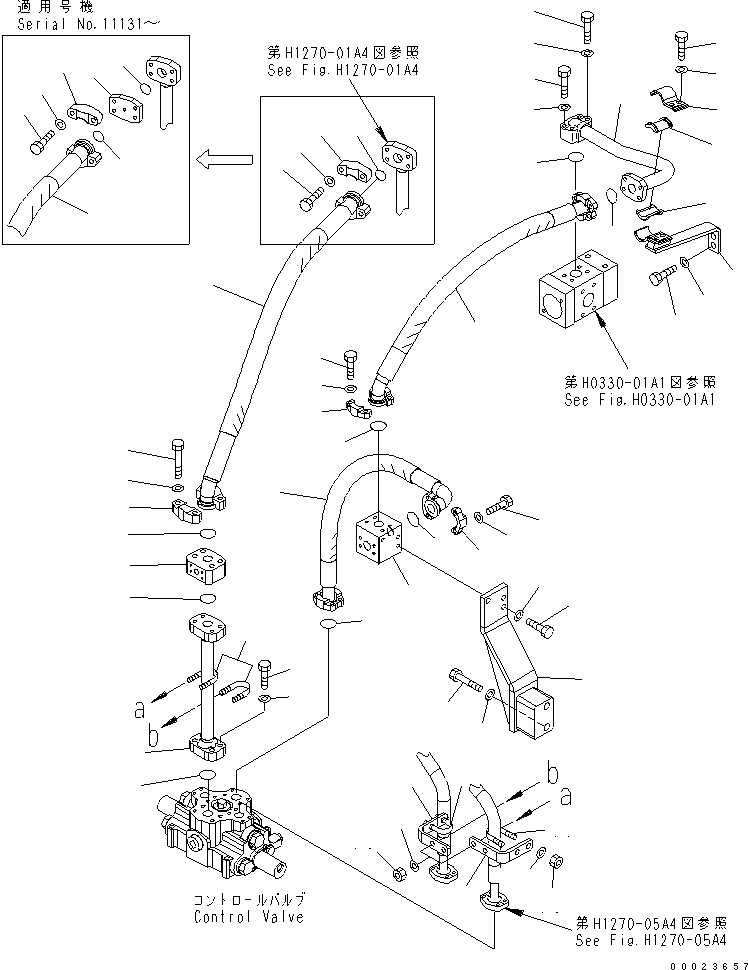 Схема запчастей Komatsu PC600-6A-KJ - НАВЕСНОЕ ОБОРУД-Е (ШЛАНГИ) ( АКТУАТОР)(№-) ГИДРАВЛИКА