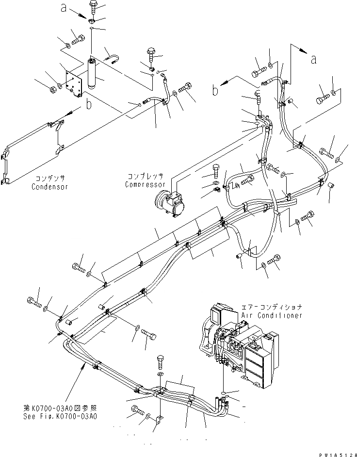 Схема запчастей Komatsu PC600-6K - КОНДИЦ. ВОЗДУХА (СОЕД. ШЛАНГОВ) КАБИНА ОПЕРАТОРА И СИСТЕМА УПРАВЛЕНИЯ