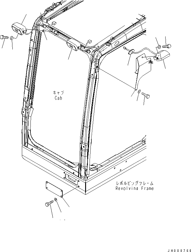 Схема запчастей Komatsu PC600-8R - ДОПОЛН. РАБОЧ. ОСВЕЩЕНИЕ И СТУПЕНИ ОСВЕЩЕНИЕ(№9-) ЭЛЕКТРИКА