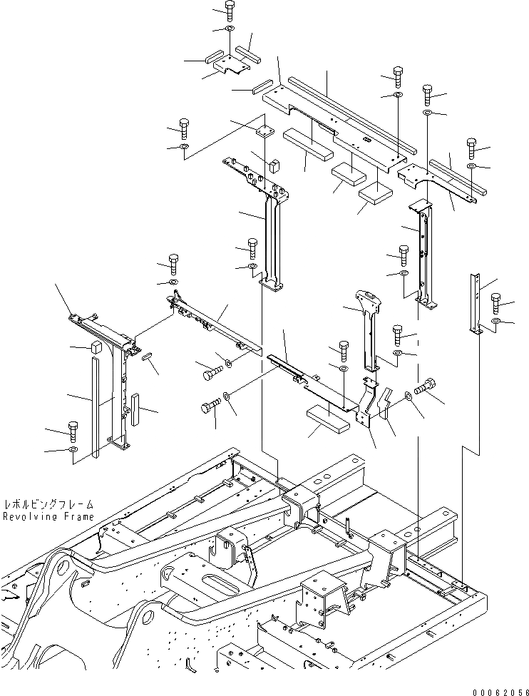 Схема запчастей Komatsu PC600-8R - РАМА (КАБИНА) (ДОПОЛН. ФИЛЬТР. СПЕЦ-Я.) (РАМА) ЧАСТИ КОРПУСА