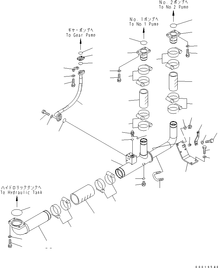 Схема запчастей Komatsu PC600-7 - ВСАСЫВ. ЛИНИИ (ДЛЯ C/W REMOVER)(№-) ГИДРАВЛИКА