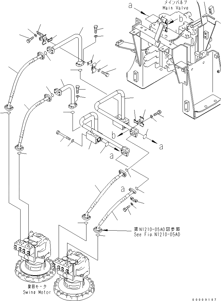 Схема запчастей Komatsu PC600-7 - ЛИНИЯ ПОВОРОТА ГИДРАВЛИКА