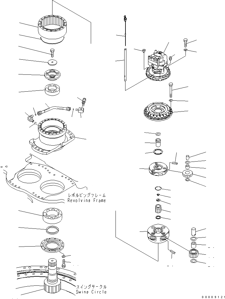 Схема запчастей Komatsu PC600-7-M1 - МЕХАНИЗМ ПОВОРОТА (ЛЕВ.) ПОВОРОТН. КРУГ И КОМПОНЕНТЫ