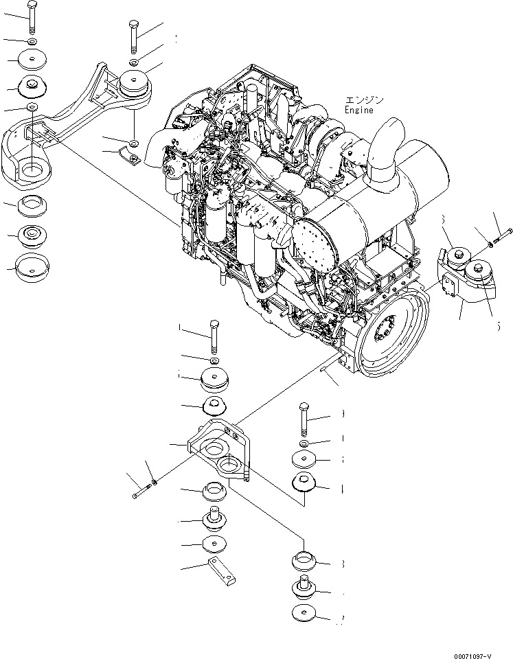 Схема запчастей Komatsu PC600-8 - КРЕПЛЕНИЕ ДВИГАТЕЛЯ(№7-) КОМПОНЕНТЫ ДВИГАТЕЛЯ