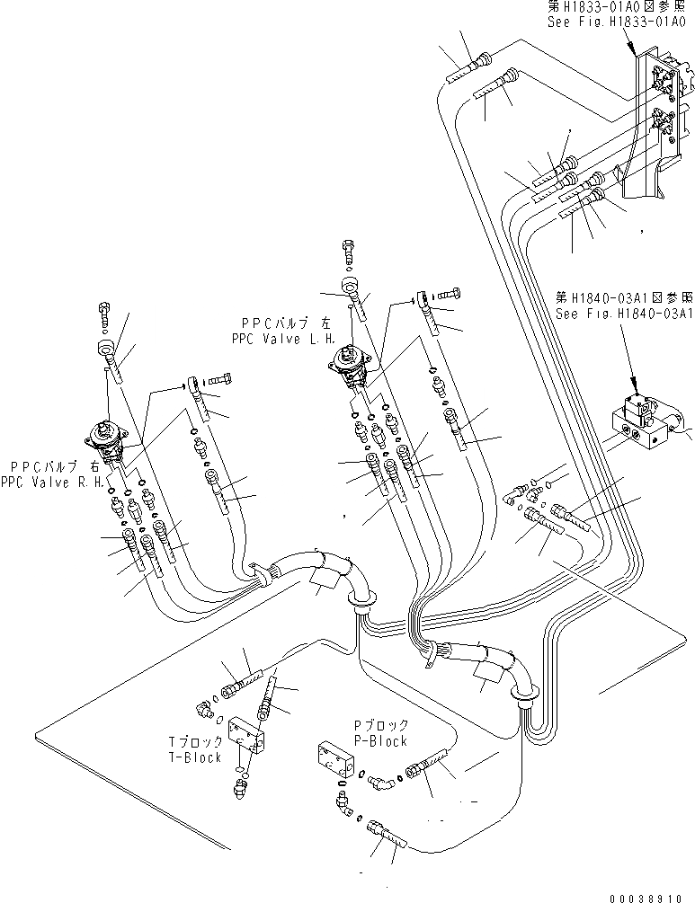 Схема запчастей Komatsu PC600-8 - ОСНОВН. КОНСТРУКЦИЯ (КАБИНА (PPC ШЛАНГИ) (/) КАБИНА ОПЕРАТОРА И СИСТЕМА УПРАВЛЕНИЯ