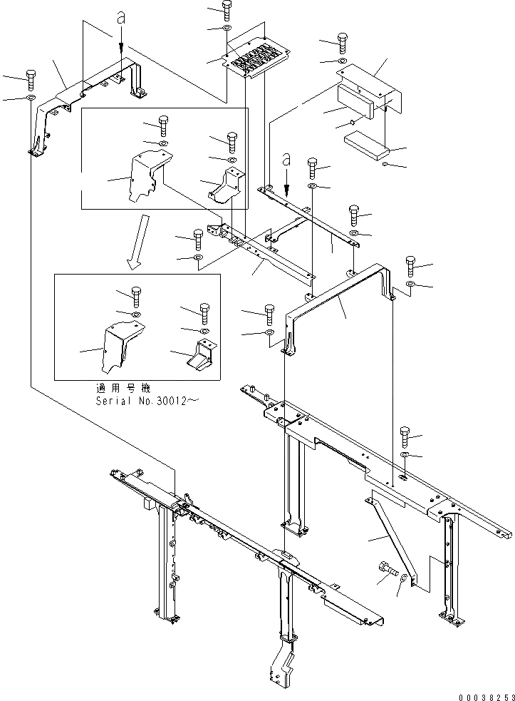 Схема запчастей Komatsu PC600-8 - РАМА (КАБИНА) (СТУПЕНИ И COVER)(№-7) ЧАСТИ КОРПУСА