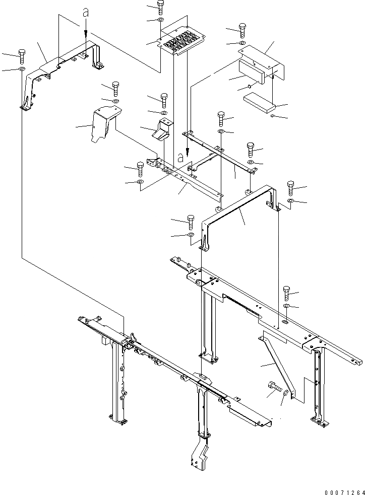 Схема запчастей Komatsu PC600-8 - РАМА (КАБИНА) (СТУПЕНИ И COVER)(№7-) ЧАСТИ КОРПУСА