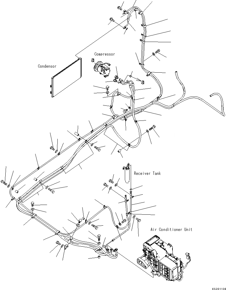 Схема запчастей Komatsu PC600-8 - КОНДИЦ. ВОЗДУХА (ШЛАНГИ ОБОГРЕВАТЕЛЯ И КРЕПЛЕНИЕ) K OPERATORґS ОБСТАНОВКА И СИСТЕМА УПРАВЛЕНИЯ