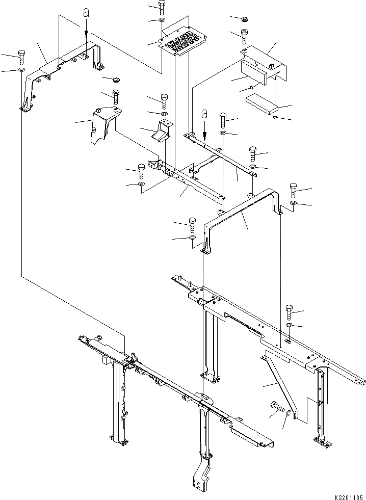 Схема запчастей Komatsu PC600-8 - РАМА (КАБИНА) (СТУПЕНИ И COVER) (№K-) M ЧАСТИ КОРПУСА