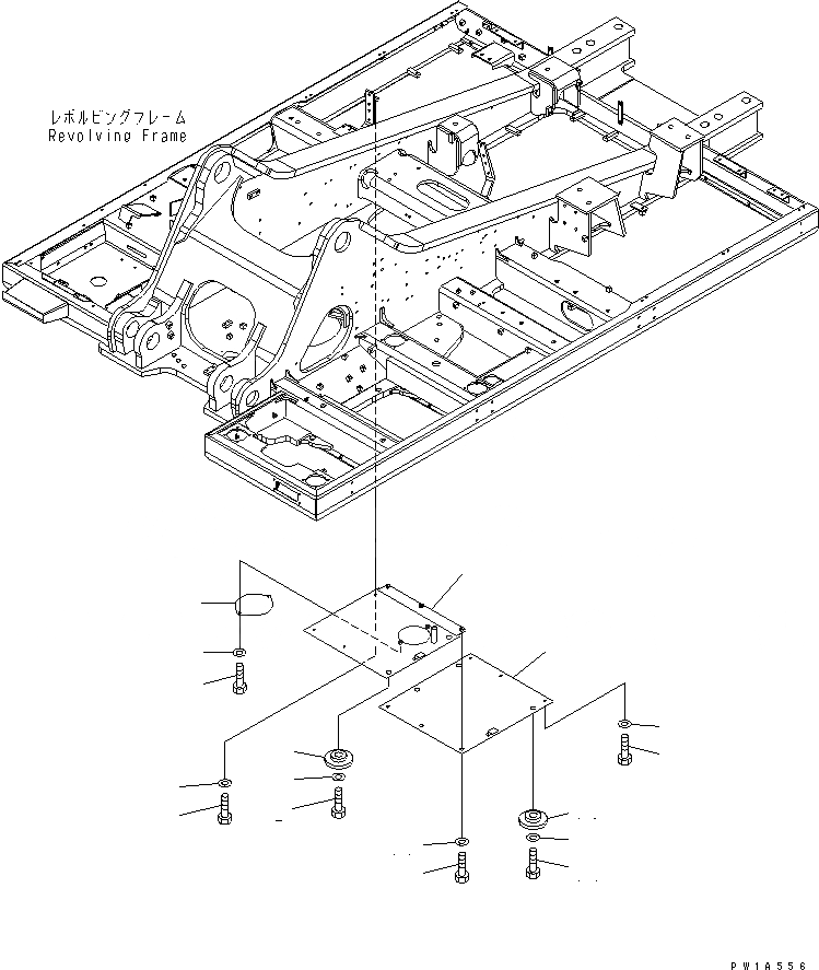 Схема запчастей Komatsu PC600LC-6A - НИЖН. КРЫШКА (ОСНОВНАЯ РАМА) (ДЕКА¤ ПРАВ.)(№-) ЧАСТИ КОРПУСА