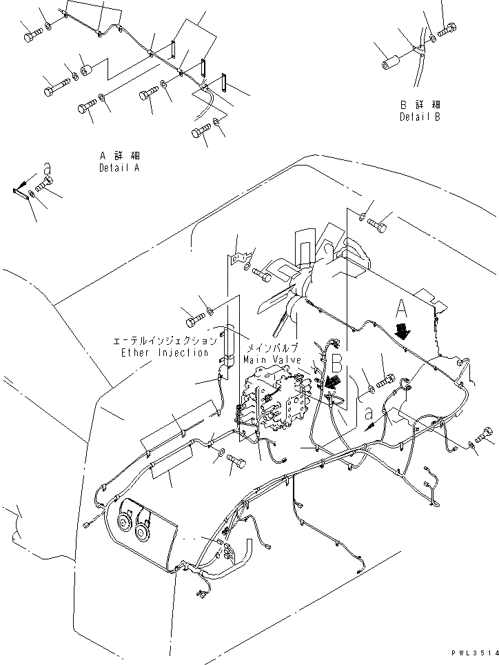 Схема запчастей Komatsu PC600LC-6KJ - ЭЛЕКТРОПРОВОДКА (ОСНОВН. Э/ПРОВОДКА) (КРЕПЛЕНИЕ) (ДЛЯ ЕС)(№-999) ЭЛЕКТРИКА