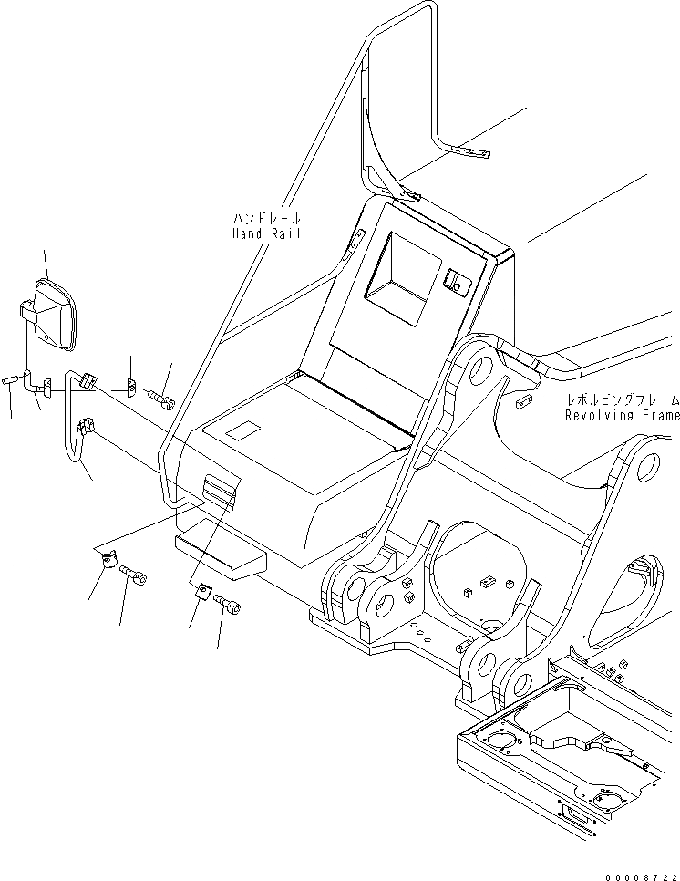 Схема запчастей Komatsu PC600LC-7-M1 - ЗАДН. VIEW MIRROR¤ ПРАВ. ЧАСТИ КОРПУСА