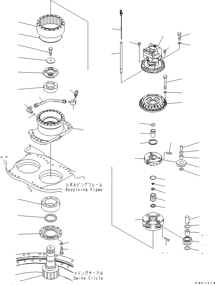 Схема запчастей Komatsu PC600LC-6K - МЕХАНИЗМ ПОВОРОТА (ЛЕВ.) ПОВОРОТН. КРУГ И КОМПОНЕНТЫ