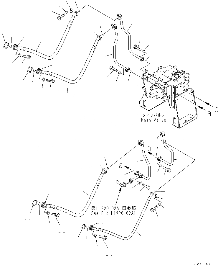 Схема запчастей Komatsu PC600LC-6A - РУКОЯТЬ И ЛИНИЯ КОВШАS (КЛАПАН ЛИНИЯ)(№-) ГИДРАВЛИКА