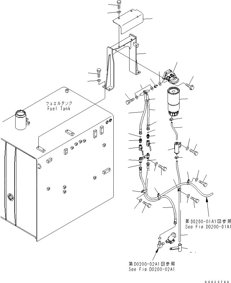 Схема запчастей Komatsu PC600LC-7 - ТОПЛИВН. ЛИНИЯ (ДОПОЛН. ФИЛЬТР. И ШЛАНГИ) (С ДОПОЛН. ФИЛЬТР. И ВОДООТДЕЛИТЕЛЬ) (/)(№-) ТОПЛИВН. БАК. AND КОМПОНЕНТЫ