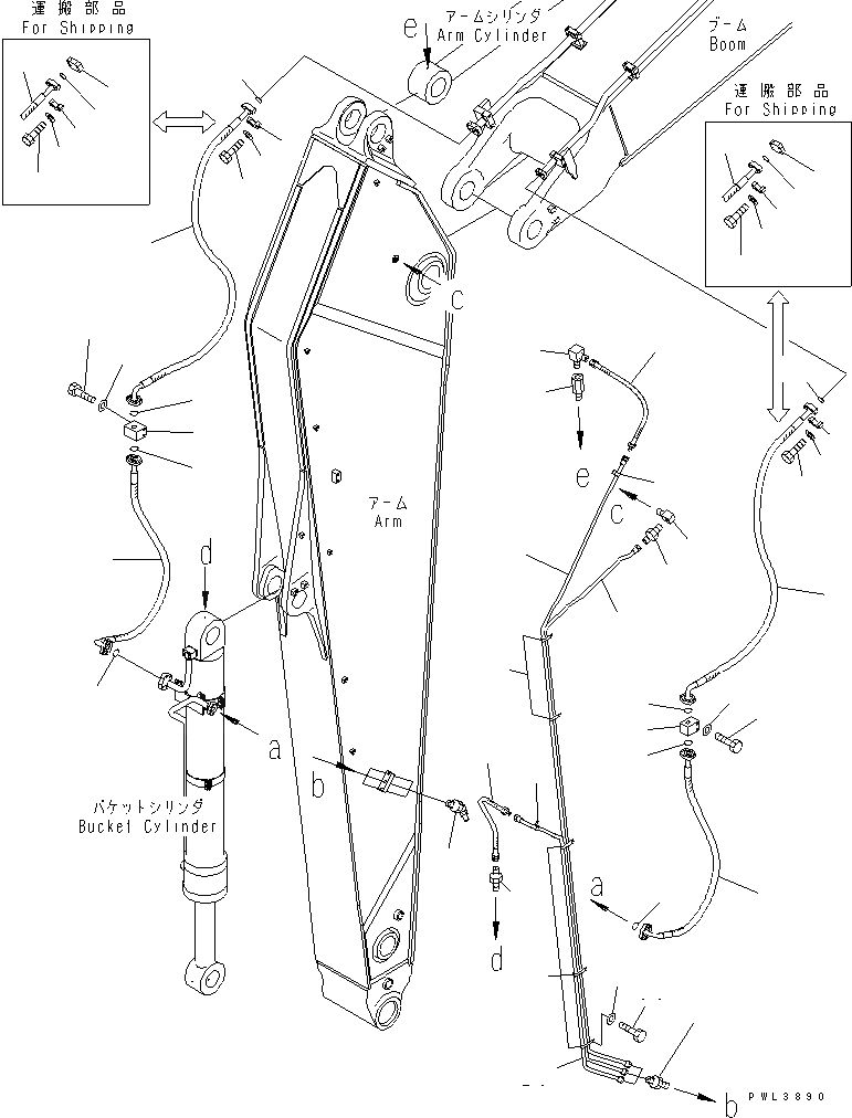 Схема запчастей Komatsu PC600LC-7 - РУКОЯТЬ (.M) (ПАТРУБКИ ЦИЛИНДРА КОВША) РАБОЧЕЕ ОБОРУДОВАНИЕ