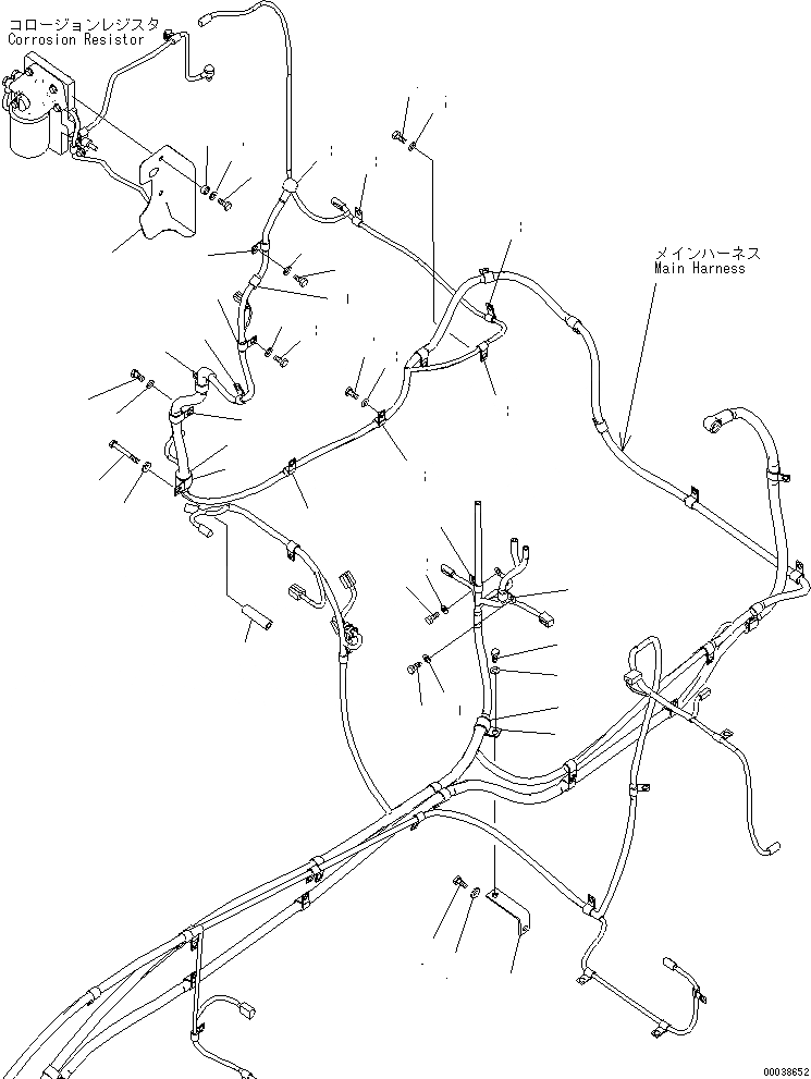 Схема запчастей Komatsu PC600LC-8 - ЭЛЕКТРОПРОВОДКА (ОСНОВН. Э/ПРОВОДКА) (КРЕПЛЕНИЕ) (ДВИГАТЕЛЬ) E ЭЛЕКТРИКА