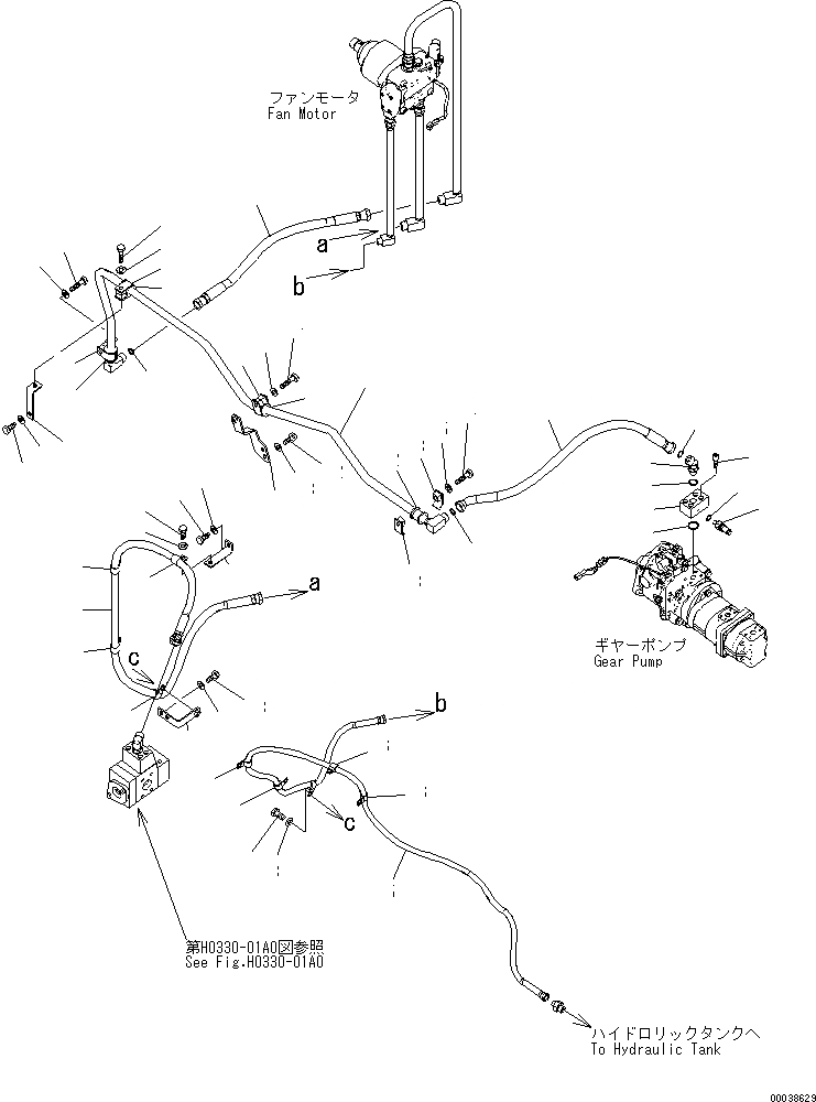 Схема запчастей Komatsu PC600LC-8 - МОТОР ВЕНТИЛЯТОРА ЛИНИИ H ГИДРАВЛИКА