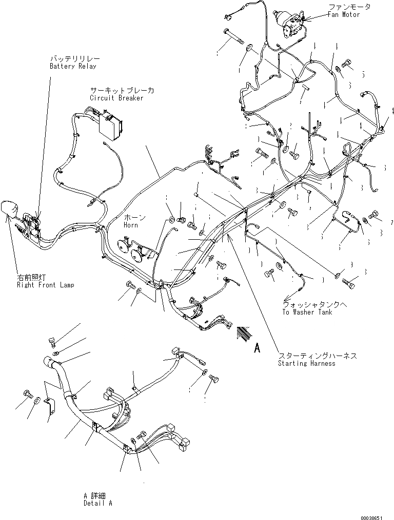 Схема запчастей Komatsu PC600LC-8 - ПРОВОДКА (ОСНОВН. Э/ПРОВОДКА) (ДЛЯ U.S.A)(№-) ЭЛЕКТРИКА