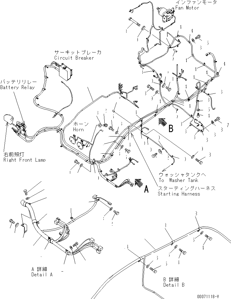 Схема запчастей Komatsu PC600LC-8 - ПРОВОДКА (ОСНОВН. Э/ПРОВОДКА)(№7-) ЭЛЕКТРИКА