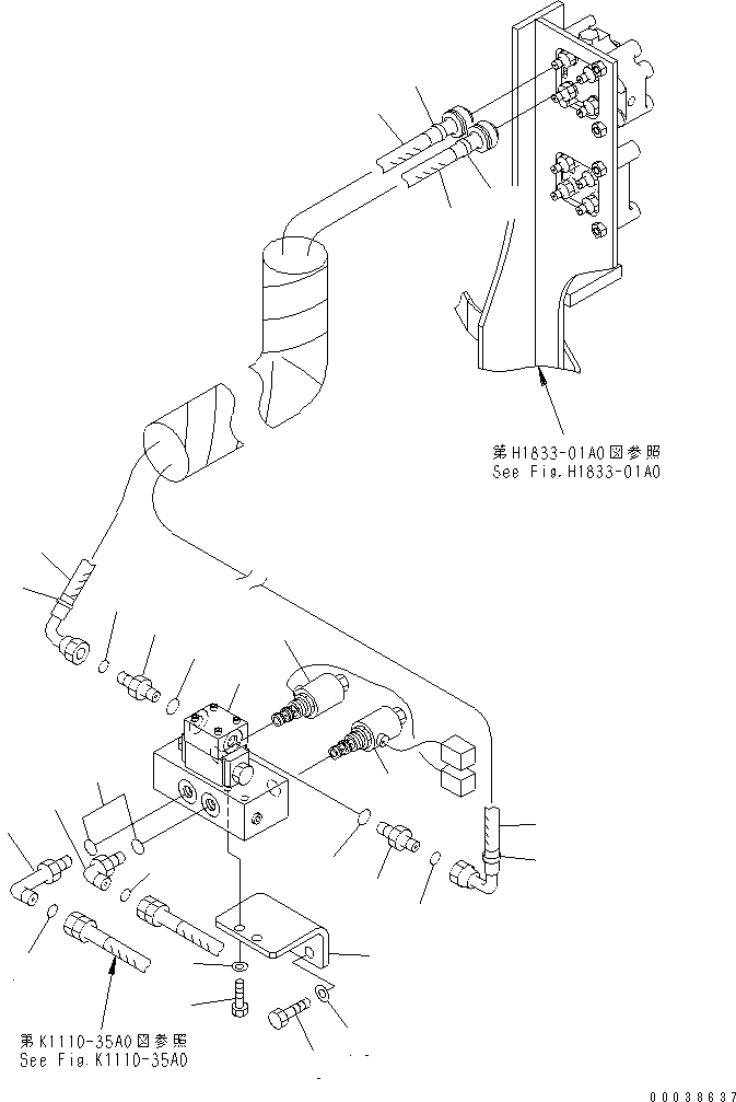 Схема запчастей Komatsu PC600LC-8 - PPC ОСНОВН. ТРУБЫ (СТРЕЛА SHOCK LESS КЛАПАН)(№-) ГИДРАВЛИКА