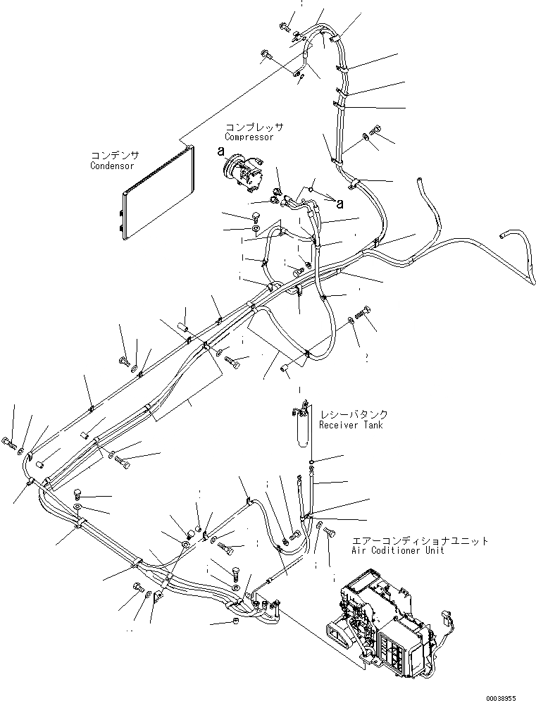 Схема запчастей Komatsu PC600LC-8 - КОНДИЦ. ВОЗДУХА (ШЛАНГИ ОБОГРЕВАТЕЛЯ И КРЕПЛЕНИЕ)(№-) КАБИНА ОПЕРАТОРА И СИСТЕМА УПРАВЛЕНИЯ