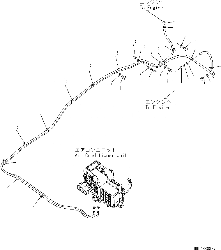 Схема запчастей Komatsu PC600LC-8 - КОНДИЦ. ВОЗДУХА (КРЕПЛЕНИЕ) КАБИНА ОПЕРАТОРА И СИСТЕМА УПРАВЛЕНИЯ