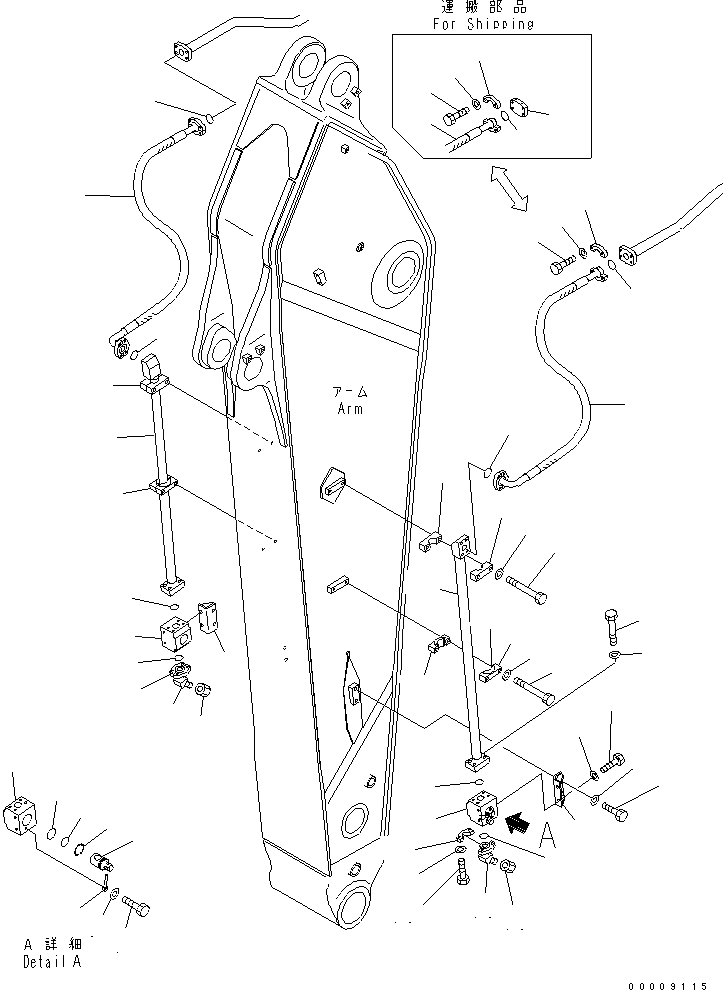 Схема запчастей Komatsu PC600LC-8 - РУКОЯТЬ (.M) (ДОПОЛН. ГИДРОЛИНИЯ) РАБОЧЕЕ ОБОРУДОВАНИЕ