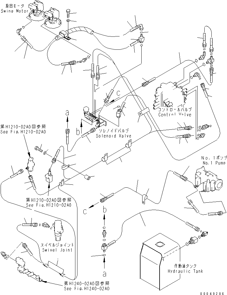 Схема запчастей Komatsu PC600LC-8R - СОЛЕНОИДНЫЙ КЛАПАН (ШЛАНГИ) ГИДРАВЛИКА