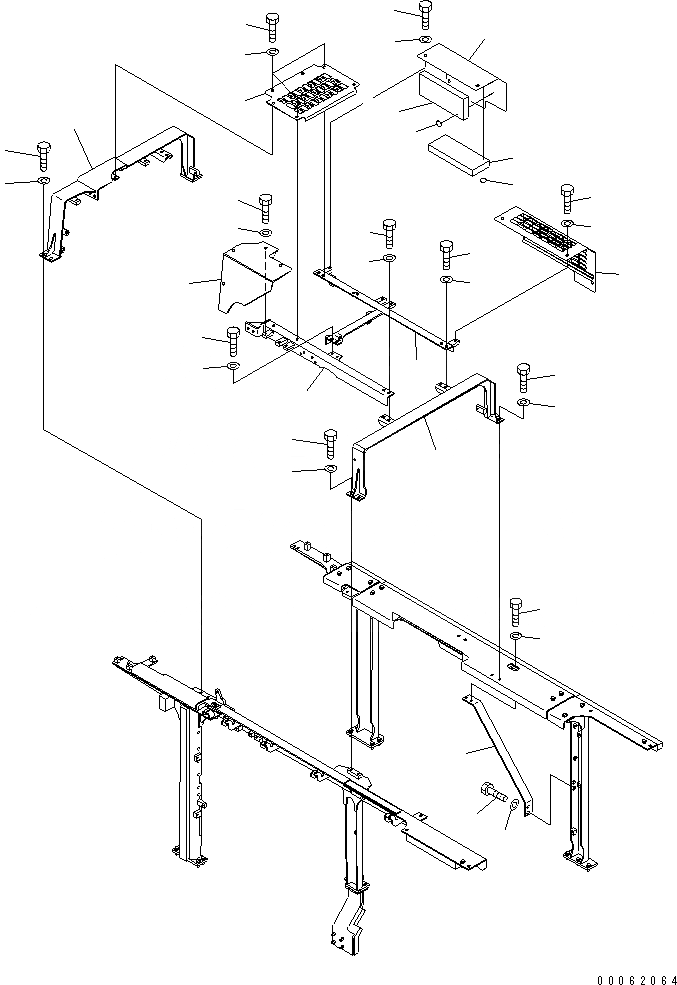 Схема запчастей Komatsu PC600LC-8R - РАМА (КАБИНА) (ДОПОЛН. ФИЛЬТР. СПЕЦ-Я.) (СТУПЕНИ И COVER) ЧАСТИ КОРПУСА