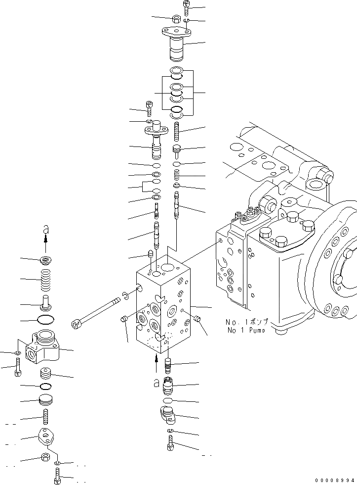 Схема запчастей Komatsu PC600LC-8R - ОСНОВН. НАСОС (/) (NO. НАСОС) ОСНОВН. КОМПОНЕНТЫ И РЕМКОМПЛЕКТЫ