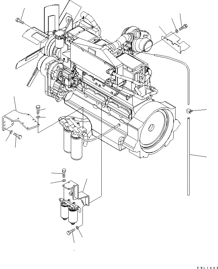 Схема запчастей Komatsu PC600LC-6 - КОМПОНЕНТЫ ДВИГАТЕЛЯ (КОРПУС)(№-999) КОМПОНЕНТЫ ДВИГАТЕЛЯ