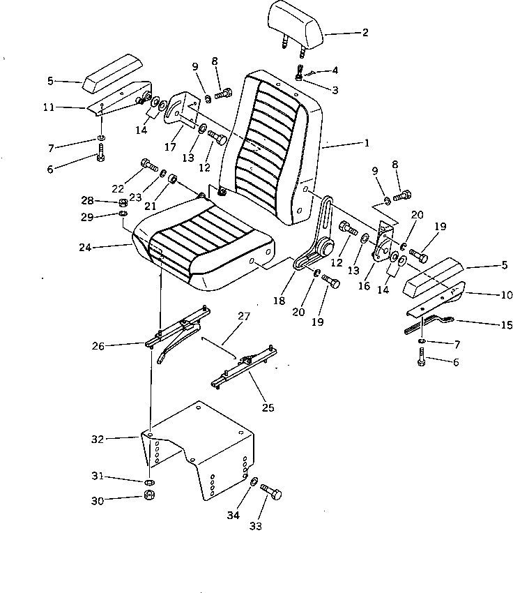 Схема запчастей Komatsu PC60L-5 - СИДЕНЬЕ ОПЕРАТОРА (С ПОДЛОКОТНИКОМ) (ДЛЯ США) ОСНОВНАЯ РАМА¤ ЧАСТИ КОРПУСА И КАБИНА