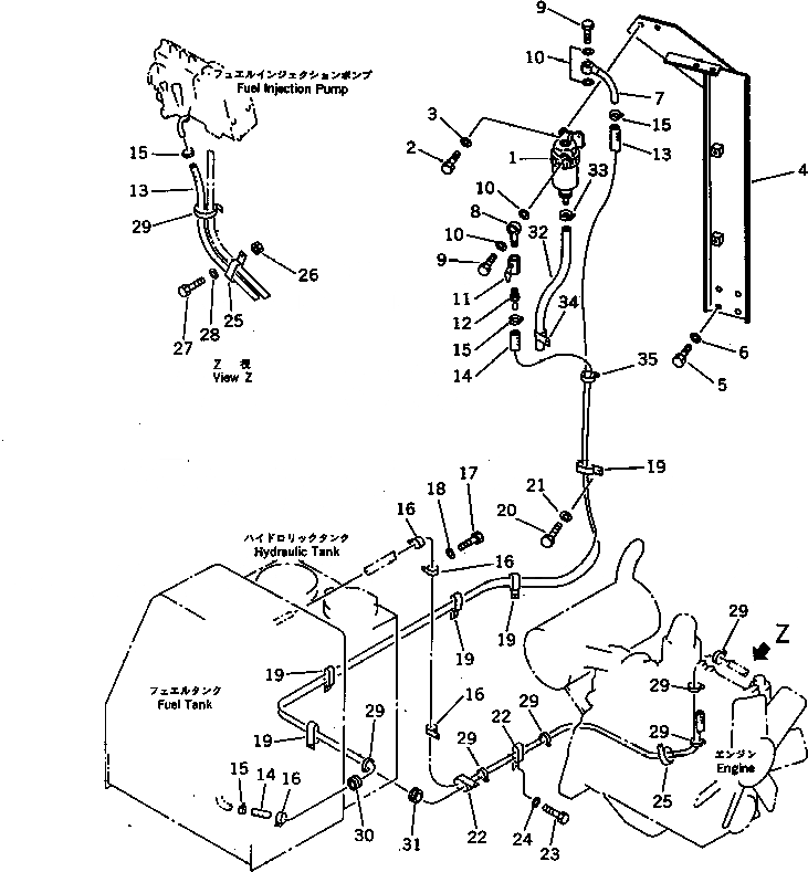 Схема запчастей Komatsu PC60L-6 - ТОПЛИВОПРОВОД. (ПЛОХ. ТОПЛИВО СПЕЦ-Я.) (С ВОДООТДЕЛИТЕЛЕМ) (ДЛЯ WRIST РЫЧАГ УПРАВЛ-Я) КОМПОНЕНТЫ ДВИГАТЕЛЯ И ЭЛЕКТРИКА