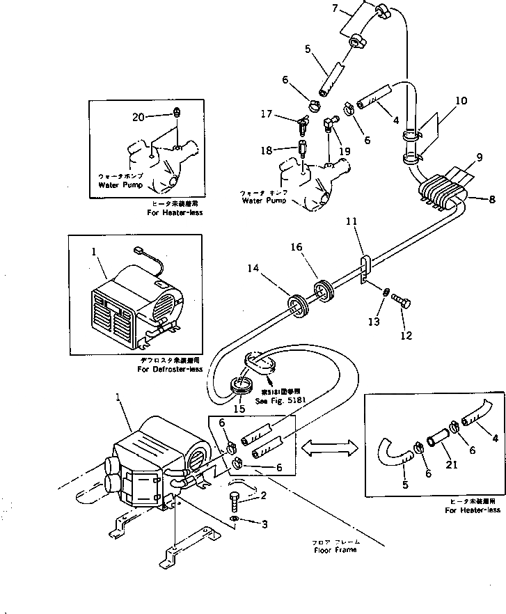 Схема запчастей Komatsu PC60L-6 - ОБОГРЕВАТЕЛЬ. И АНТИОБЛЕДЕНИТЕЛЬ (/) (ДЛЯ WRIST РЫЧАГ УПРАВЛ-Я) ЧАСТИ КОРПУСА