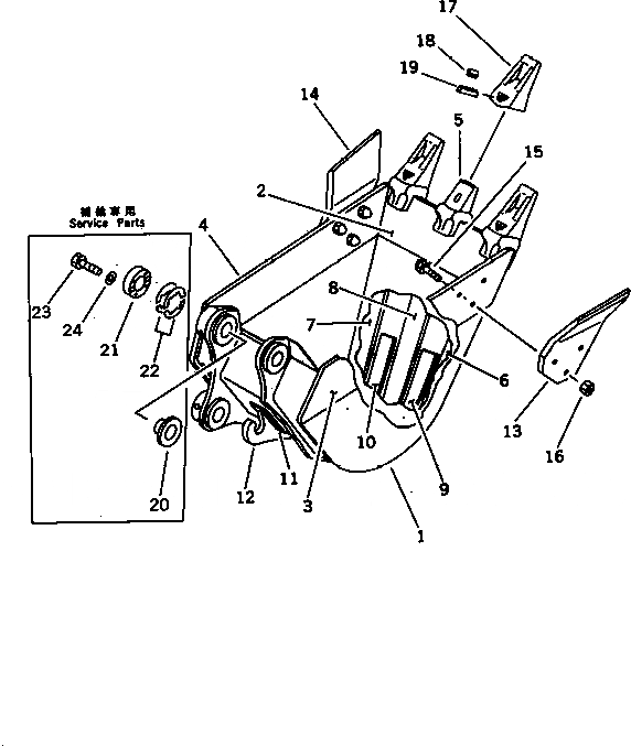 Схема запчастей Komatsu PC60L-6 - КОВШ¤ .8M ШИР. MM¤ (С КРЮК) (КРОМЕ ЯПОН.) РАБОЧЕЕ ОБОРУДОВАНИЕ