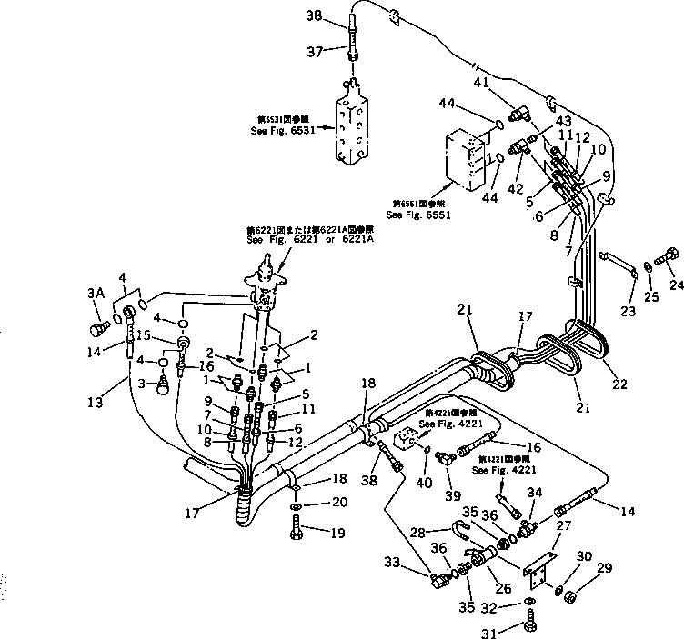 Схема запчастей Komatsu PC60L-6 - ГИДРОЛИНИЯ (РАБОЧЕЕ ОБОРУДОВАНИЕ УПРАВЛ-Е) (ЛЕВ.) (ДЛЯ УДЛИНН. РЫЧАГ УПРАВЛ-Е) (JIS PATTERN)(№8-) СИСТЕМА УПРАВЛЕНИЯ И ОСНОВНАЯ РАМА