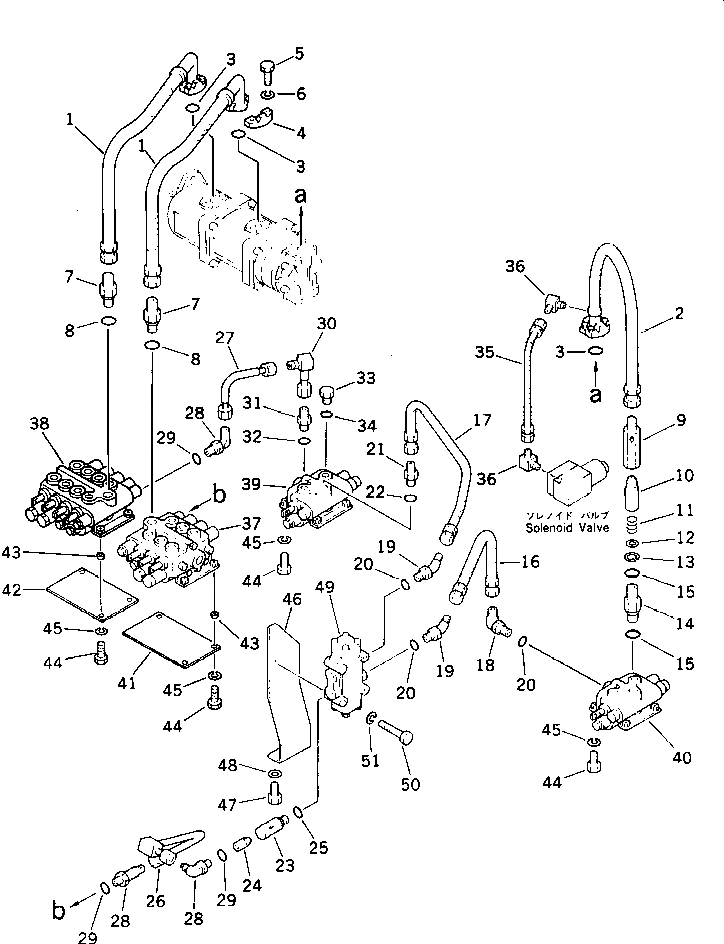 Схема запчастей Komatsu PC60U-3 - ГИДРОЛИНИЯ (ИЗ НАСОСА В КЛАПАН) УПРАВЛ-Е РАБОЧИМ ОБОРУДОВАНИЕМ