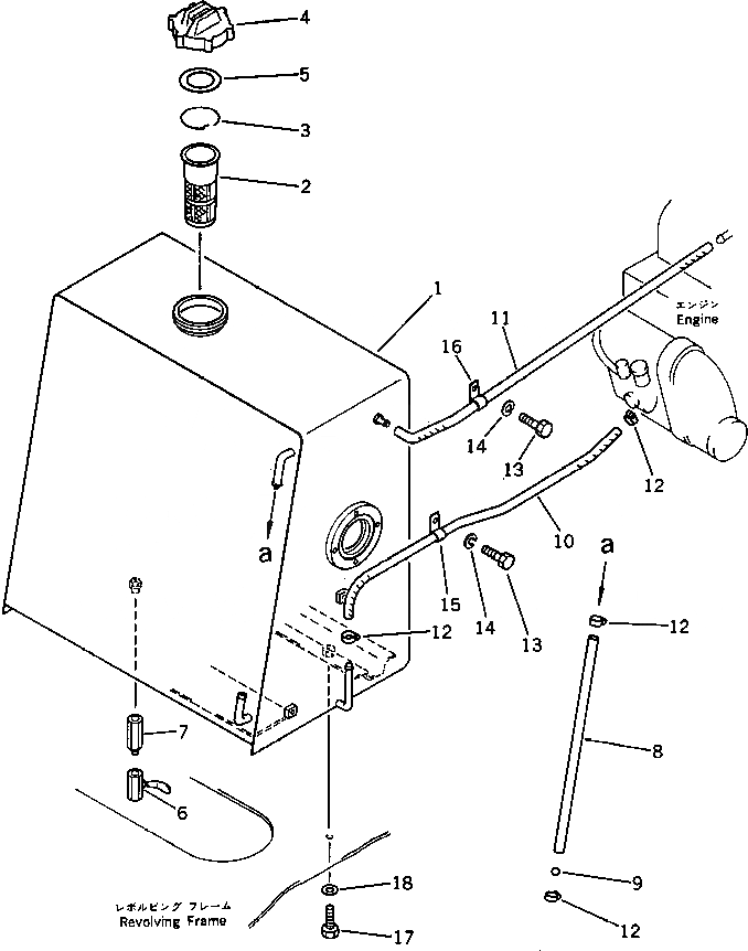 Схема запчастей Komatsu PC60U-3 - ТОПЛ. БАК И ТОПЛИВОПРОВОД КОМПОНЕНТЫ ДВИГАТЕЛЯ И ЭЛЕКТРИКА