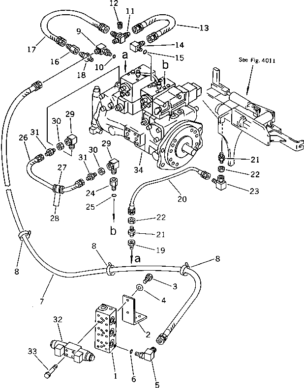 Схема запчастей Komatsu PC60U-5 - ГИДРОЛИНИЯ (ИЗ НАСОСА В КЛАПАН) (АВТОМ. ЗАМЕДЛЕНИЕ ОБОРОТОВ)    (С ВЫБОРОМ РЕЖИМА OLSS) ГИДРАВЛИКА